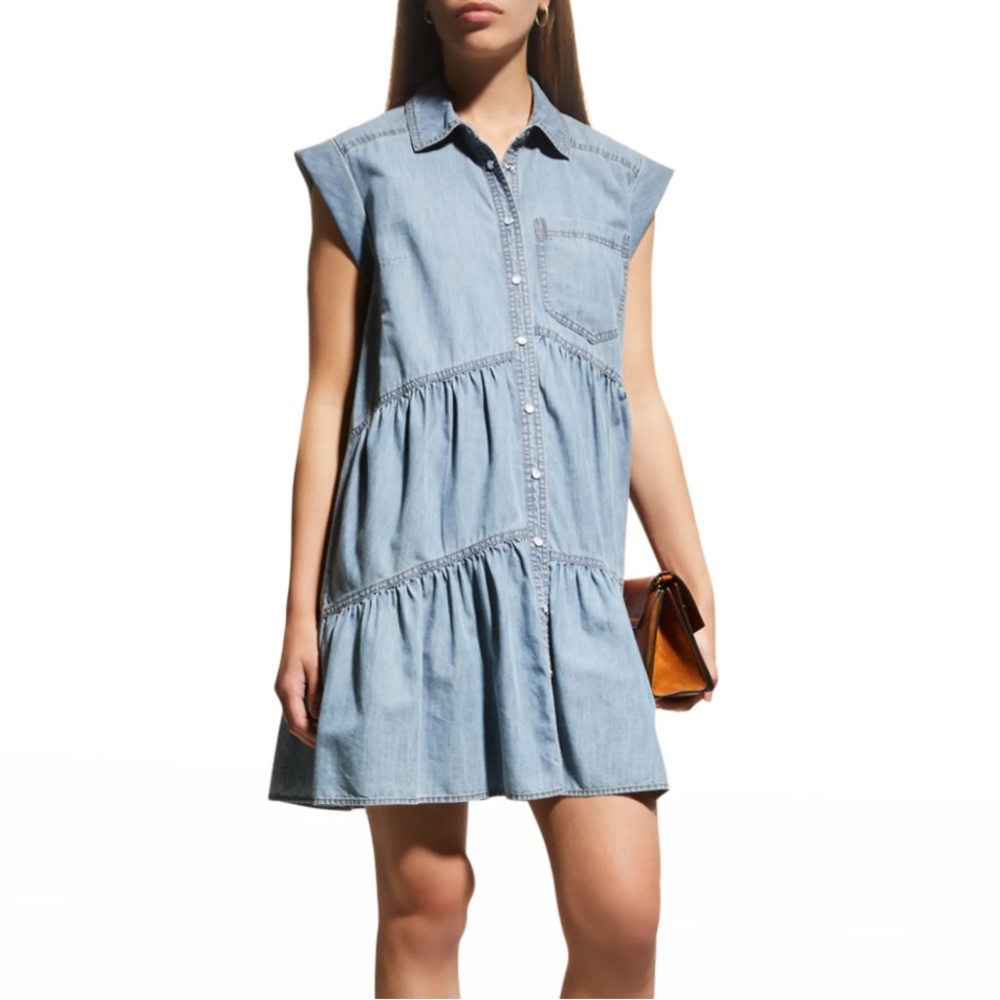 Veronica Beard Harrow Tiered Chambray Dress New Size 4